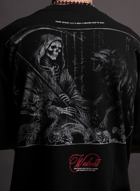 DARC SPORT美式印花高街圆领T恤重磅纯棉运动短袖潮牌健身上衣男