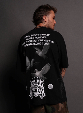 DARC SPORT美式潮牌男士T恤嘻哈健身纯棉重磅印花休闲短袖TEE