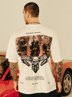 DARC&SCARFACE联名美式潮牌印花短袖高街宽松圆领夏季新款运动t恤