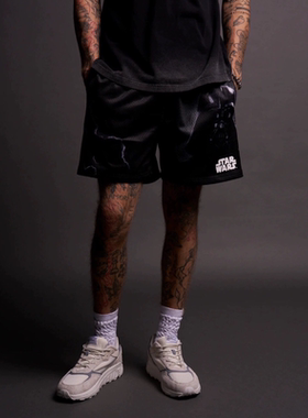 DARC SPORT新款男士短裤夏季美式运动休闲潮流网眼印花闪电短裤