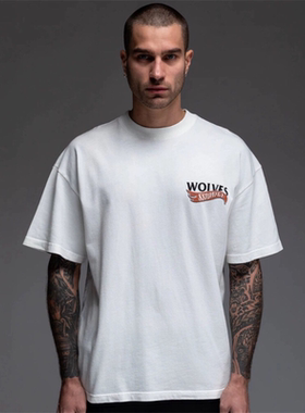 DARC SPORT夏季潮流休闲短袖男装重磅美式纯棉字母印花宽松t恤男