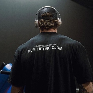 克里斯BUM健身短袖 B男女C宝重磅夏宽松T恤纯棉潮牌落肩