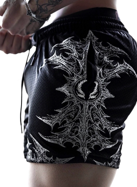 Breathedivinity哥特疯短裤男夏季运动健身速干透气网眼沙滩裤子