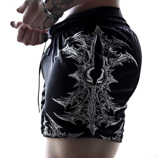 Breathedivinity哥特疯短裤男夏季运动健身速干透气网眼沙滩裤子