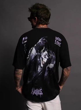 DARC SPORT狼头小丑美式健身潮牌T恤260克撸铁重磅纯棉圆领短袖