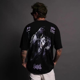 健身潮牌T恤260克撸铁重磅纯棉圆领短袖 DARC SPORT狼头小丑美式