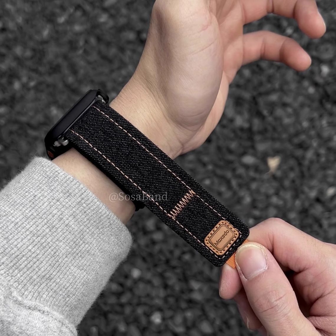 牛仔帆布魔术贴适用oppo手表watch3/2/X/3pro/4pro表带男女尼龙se