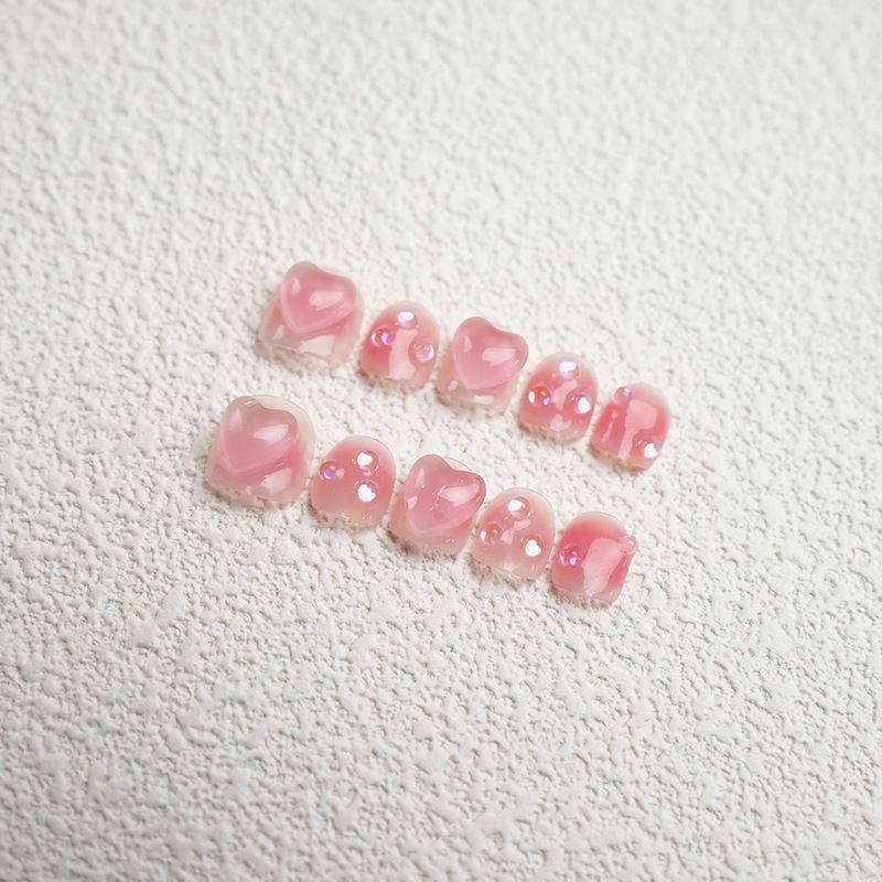 手工儿童穿戴甲甜美冰透爱心美甲贴片粉色短甲女孩假指甲裸色美甲,彩妆/香水/美妆工具,美甲工具,淘宝优惠券,粉丝福利购,淘宝优惠卷