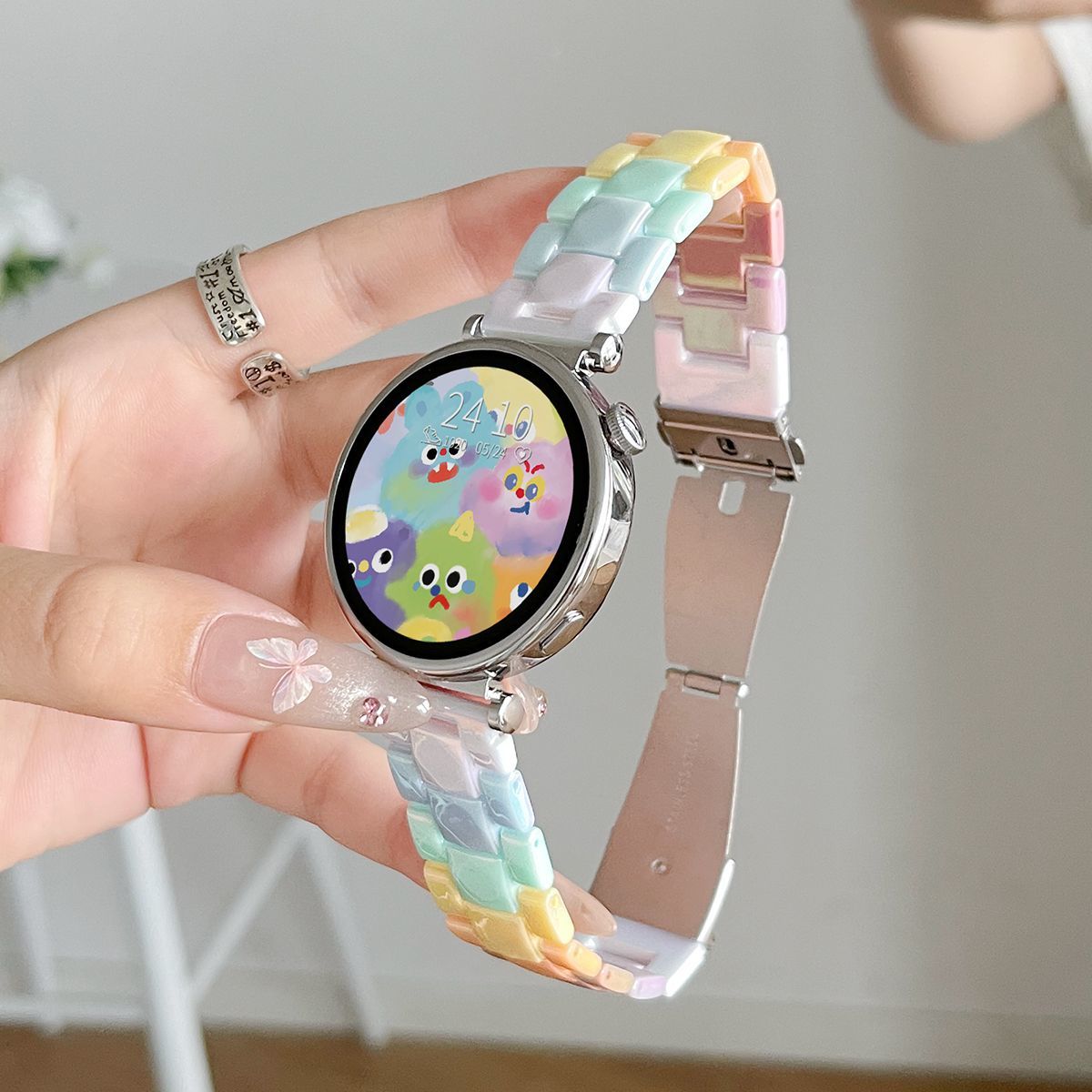 vivowatch5新品表带夏季炫彩树脂高级iQOOwatch5手表带vivo5小众