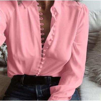 Womens Large Size Loose Lapel Long Sleeve Solid Color