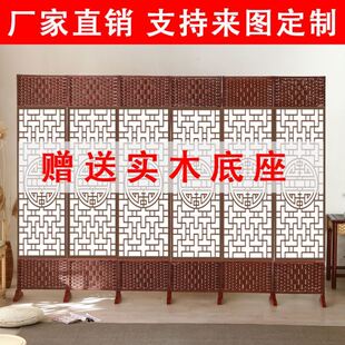 实木屏风隔断墙饭店移动折叠遮挡家用客厅卧室玄关养生折屏 新中式