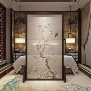 半透明不透座屏 实木屏风隔断客厅遮挡办公卧室入户玄关风新中式