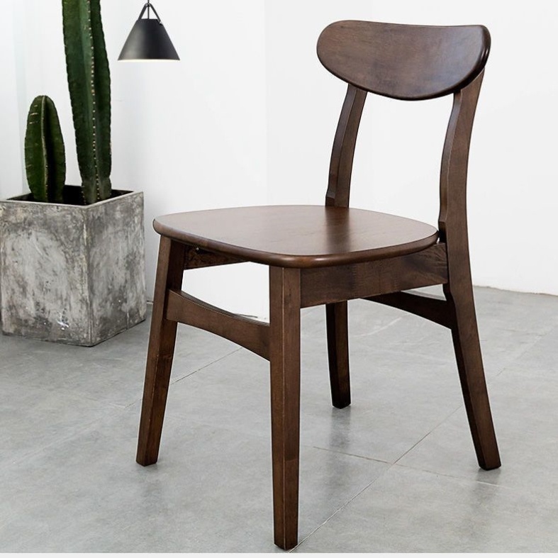进口全实木餐椅家用胡桃木色餐桌椅子麻将北欧现代简约带靠背凳子