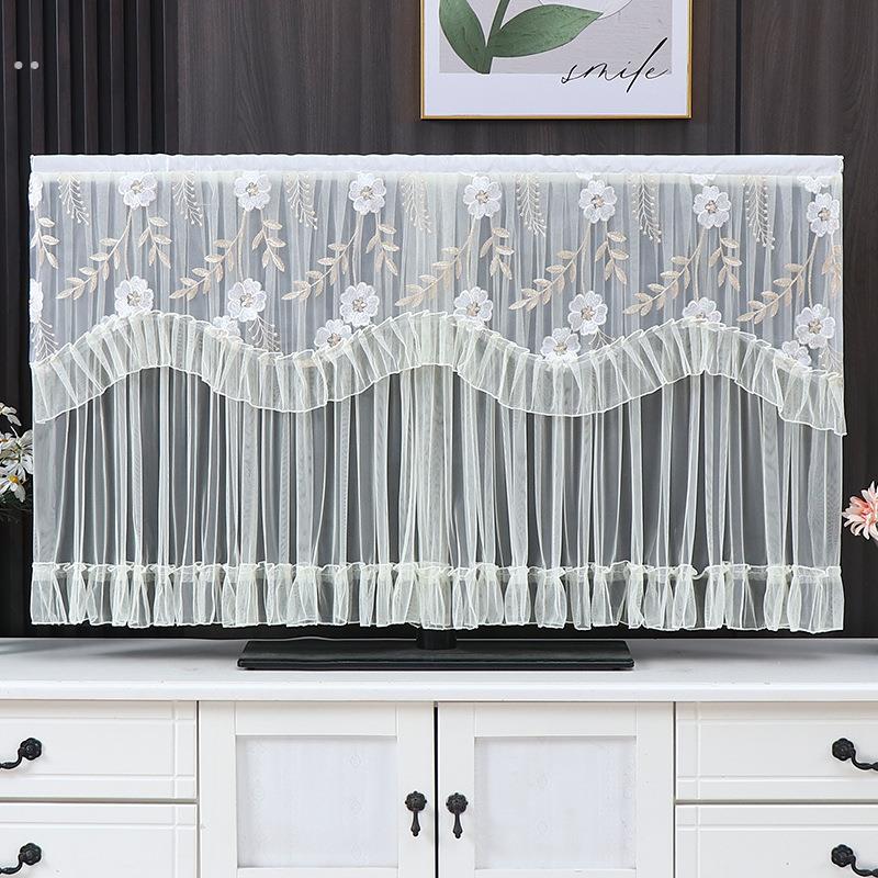 电视机防尘罩盖布2023年液晶新款柜盖巾65寸55寸绣花蕾丝简约