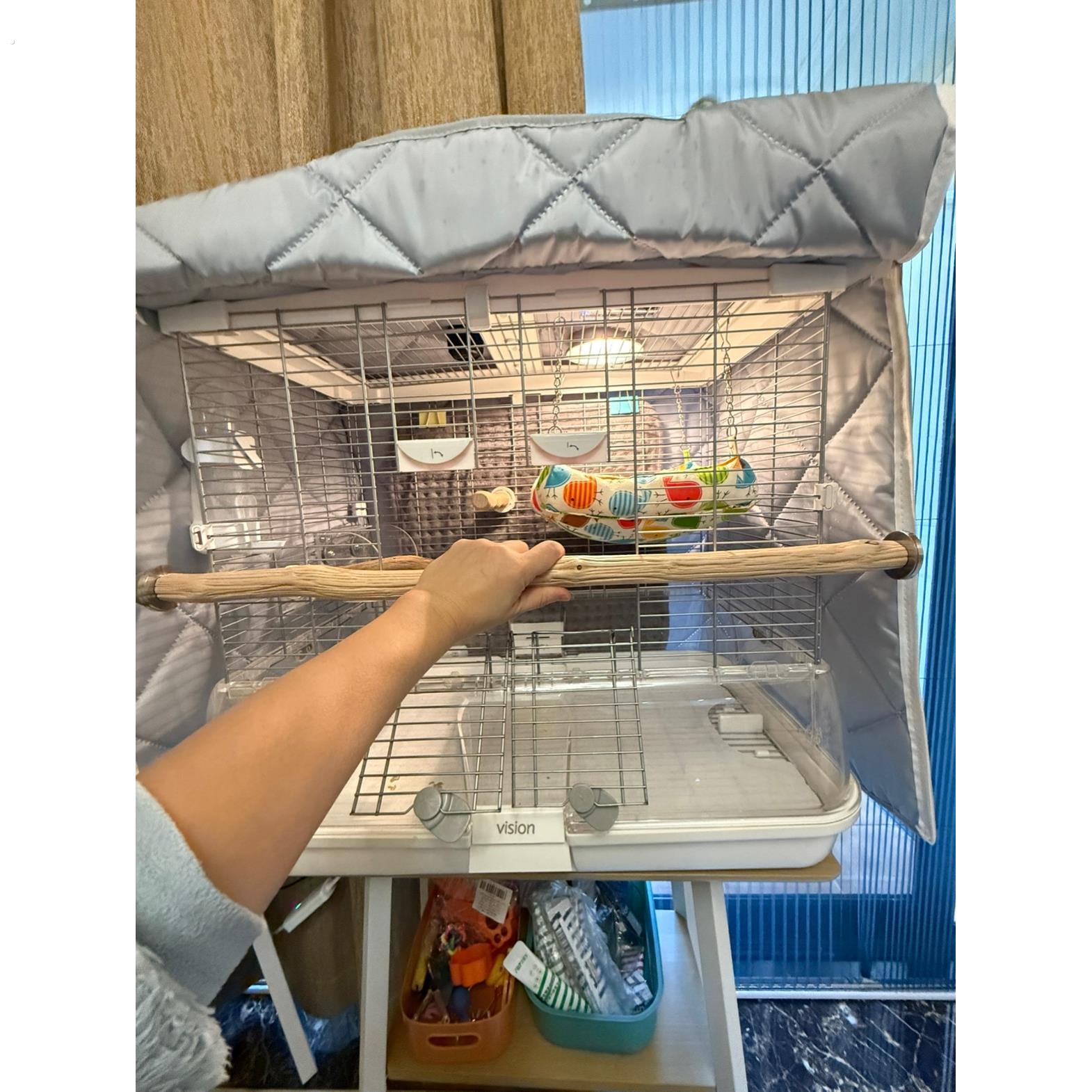 铁甲木棍鸟笼通杆站杆铁梨木实木天然站鸟笼用品