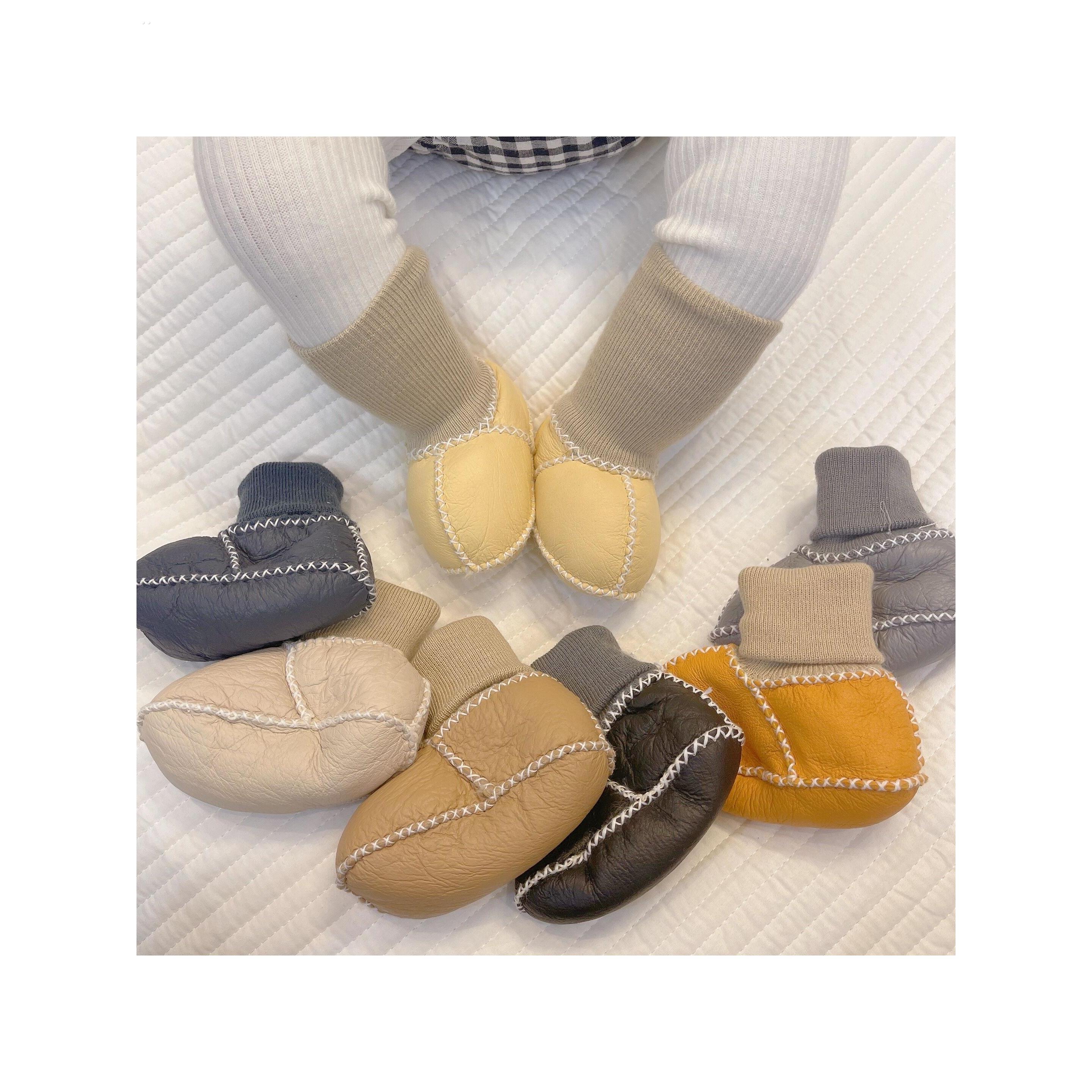 新生婴儿鞋子0-12个月冬季加绒加厚宝宝防掉保暖棉鞋不掉毛毛鞋