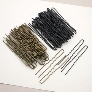 黑色u型夹发夹盘发插针丸子头发叉头饰发卡子女高弹力u形夹发饰品