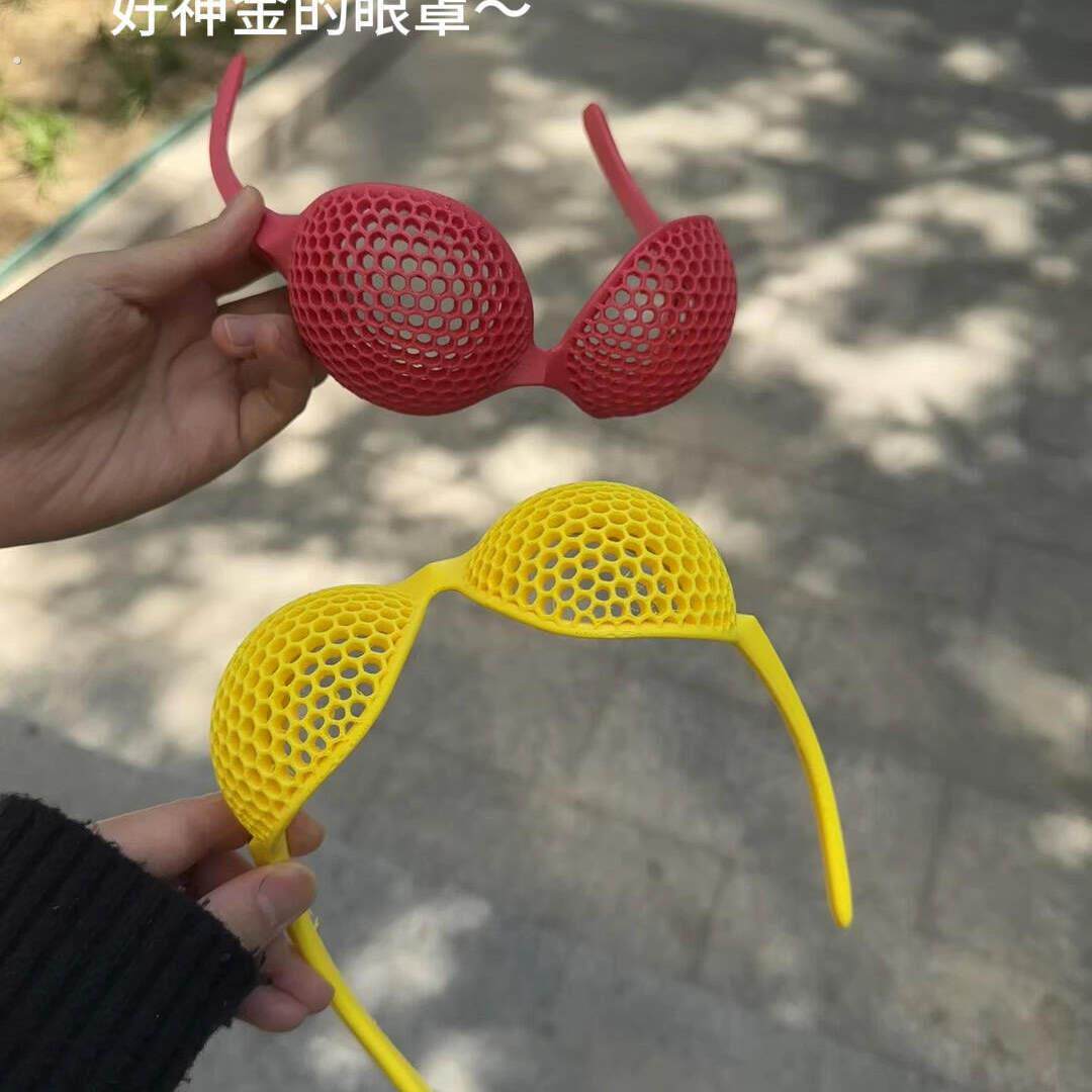 镂空眼罩网格雷霆眼镜搞怪通用防晒夏季户外造型整活拍照遮阳眼镜