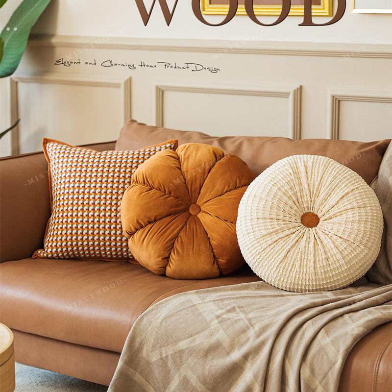 高级感南瓜色 轻奢抱枕橙色沙发客厅靠枕床头靠垫覆古蒲团飘窗ins