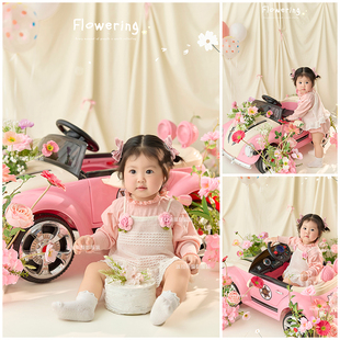 花车小公主主题儿童摄影服装宝宝百天照周岁照拍照衣服影楼写真照