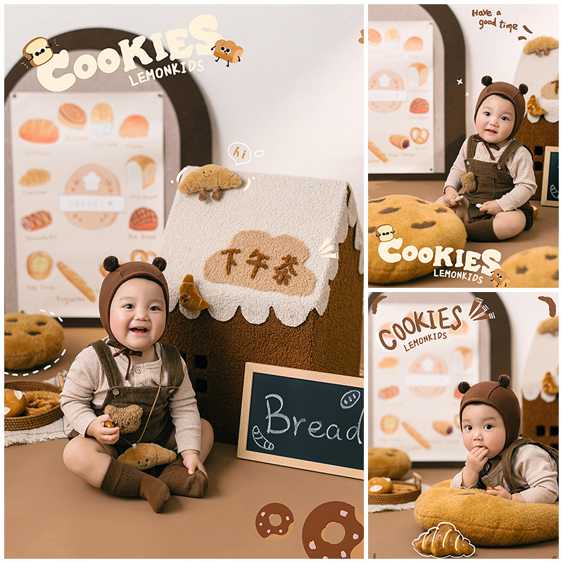 小熊下午茶主题服装背带裤