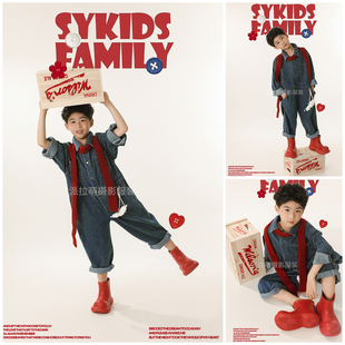 牛仔潮牌主题2岁-9岁男童拍照衣服道具影楼写真照儿童摄影服装