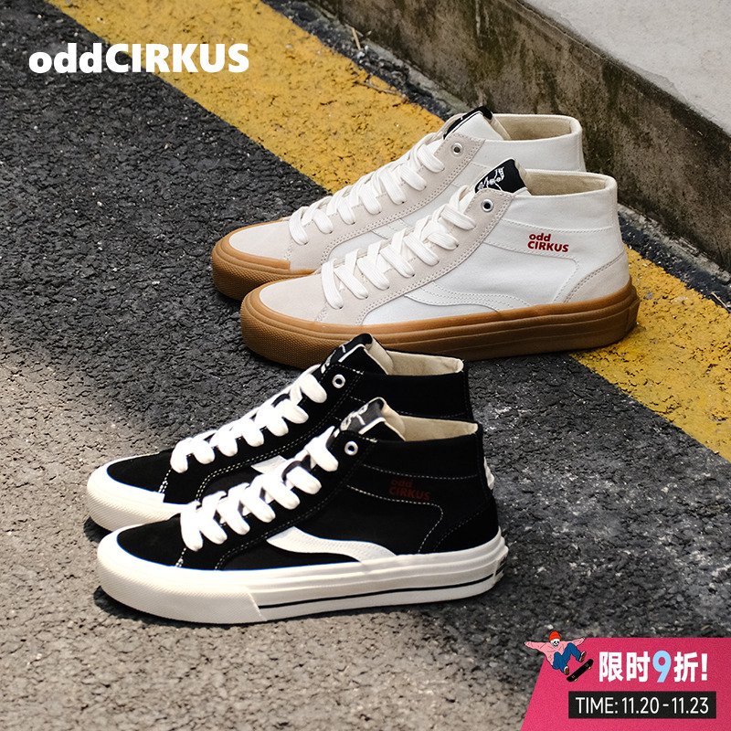oddCIRKUS高帮帆布滑板鞋新款