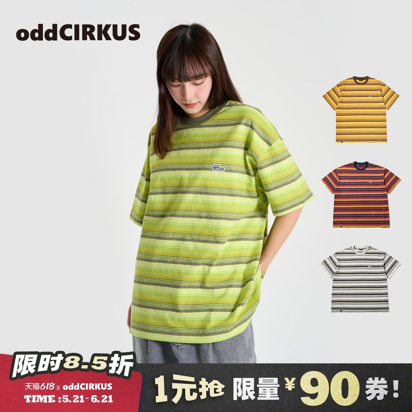 oddCIRKUS条纹T恤日系短袖圆领