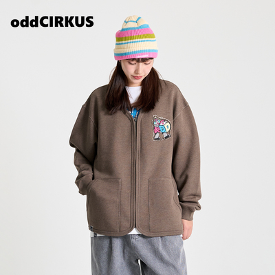 oddCIRKUS拉链开衫卫衣 日系宽松涂鸦印花外套美式休闲上衣夹克