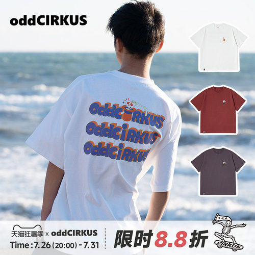 oddCIRKUS日系T恤宽松印花短袖新款T恤情侣装半袖上衣