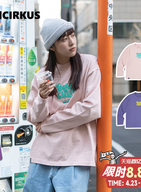 oddCIRKUS印花长袖日系复古长袖印花T恤美式休闲卫衣上衣春季新款