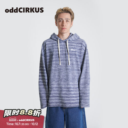 oddCIRKUS花纱水洗连帽卫衣  日系街头水牛仔蓝上衣长袖26SS新款