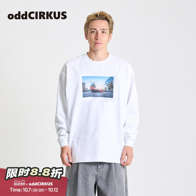 oddCIRKUS图案长袖T恤  日系宽松上衣印花长袖男女同款