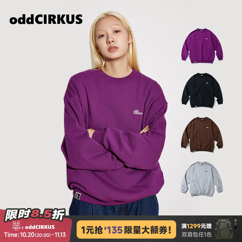 oddCIRKUS圆领卫衣 复古街头长袖卫衣男女同款新款运动休闲卫衣