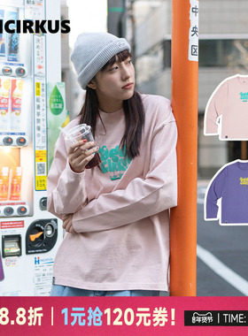 oddCIRKUS印花长袖日系复古长袖印花T恤美式休闲卫衣上衣春季新款