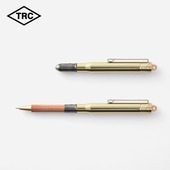 日本TRC原装 宝珠笔创意随身便携签字笔0.5mm 年轻女士小清新精致短款 黄铜圆珠笔Brass product复古金属版