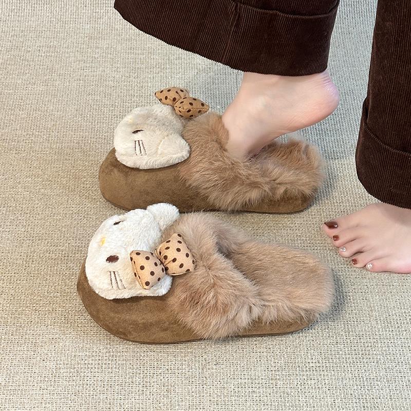 一脚蹬卡通猫咪毛毛半包