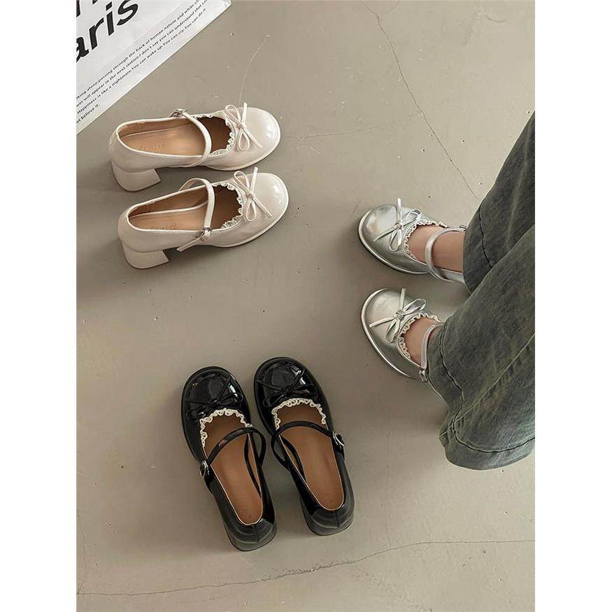 时尚细带蝴蝶结设计一字扣玛丽珍鞋女2026粗跟优雅法式复古小皮鞋,女鞋,玛丽珍鞋,淘宝优惠券,粉丝福利购,淘宝优惠卷