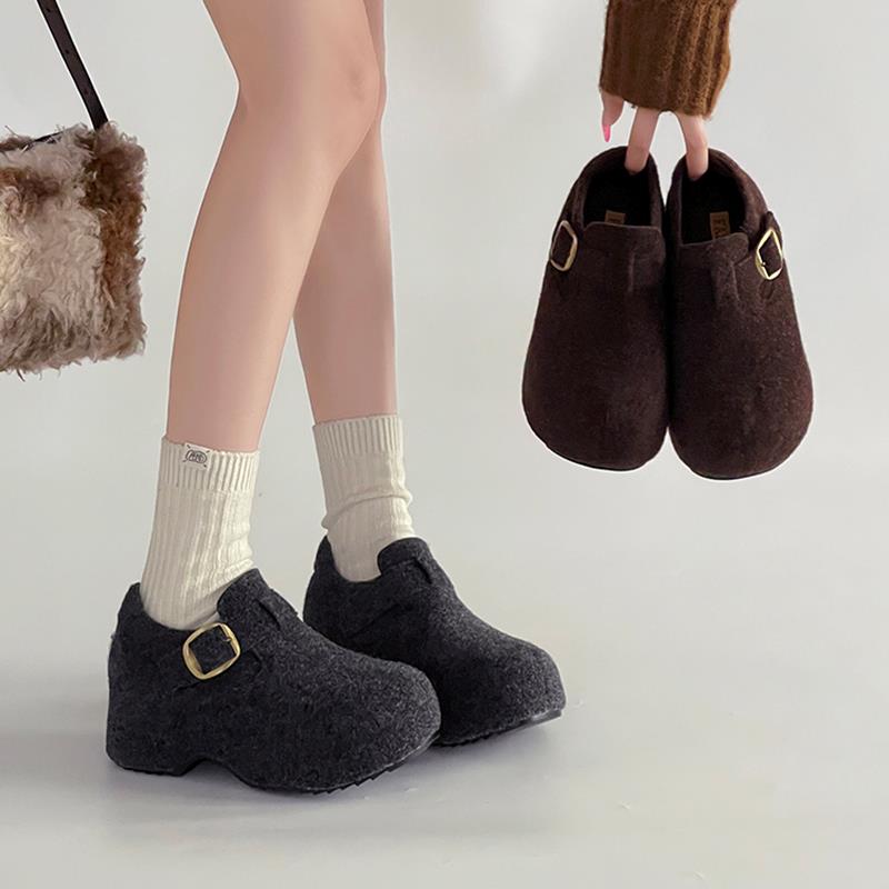 百搭内增高扣带厚底勃肯