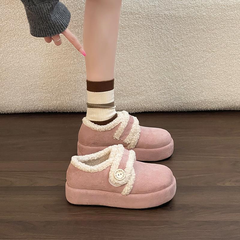 魔术贴毛毛单鞋2025冬季