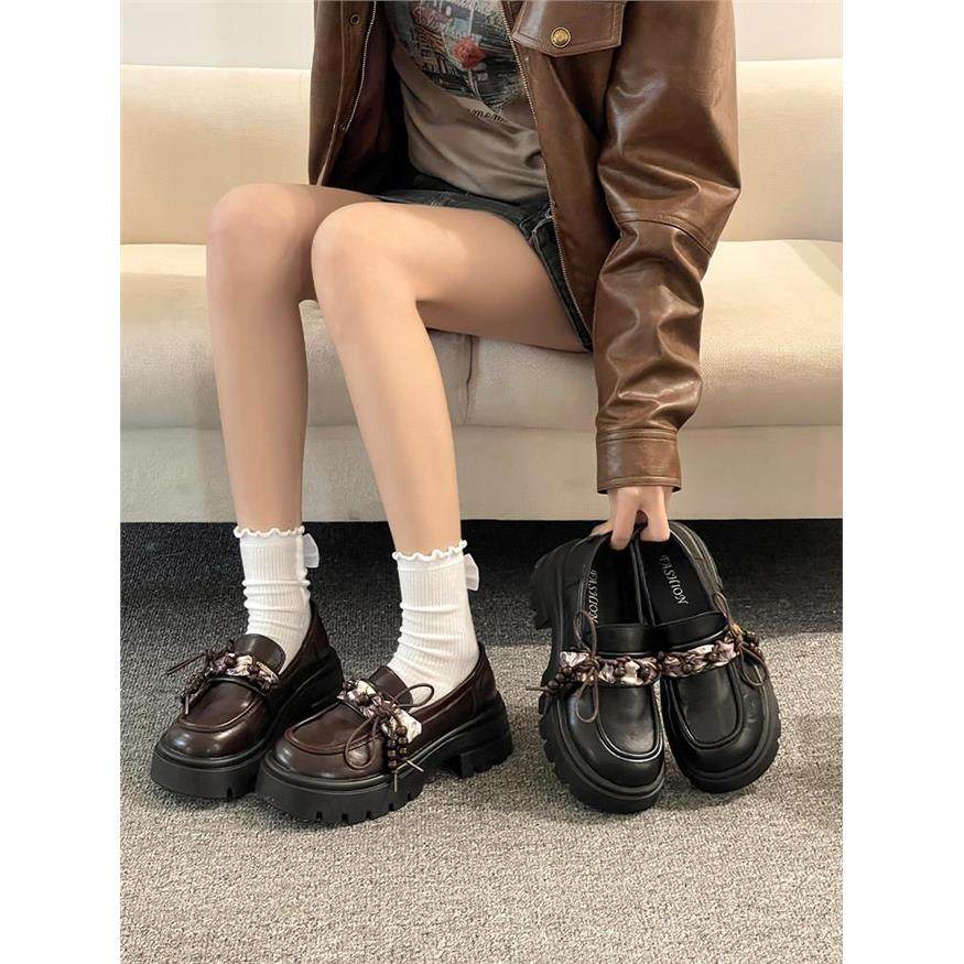 复古系带串珠小皮鞋女2026春季新款时尚厚底乐福鞋软底英伦风单鞋,女鞋,乐福鞋（豆豆鞋）,淘宝优惠券,粉丝福利购,淘宝优惠卷