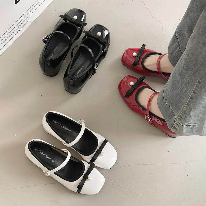 甜美少女感珍珠蝴蝶结2026新款甜美风方头玛丽珍鞋女平底百搭单鞋,女鞋,浅口单鞋,淘宝优惠券,粉丝福利购,淘宝优惠卷