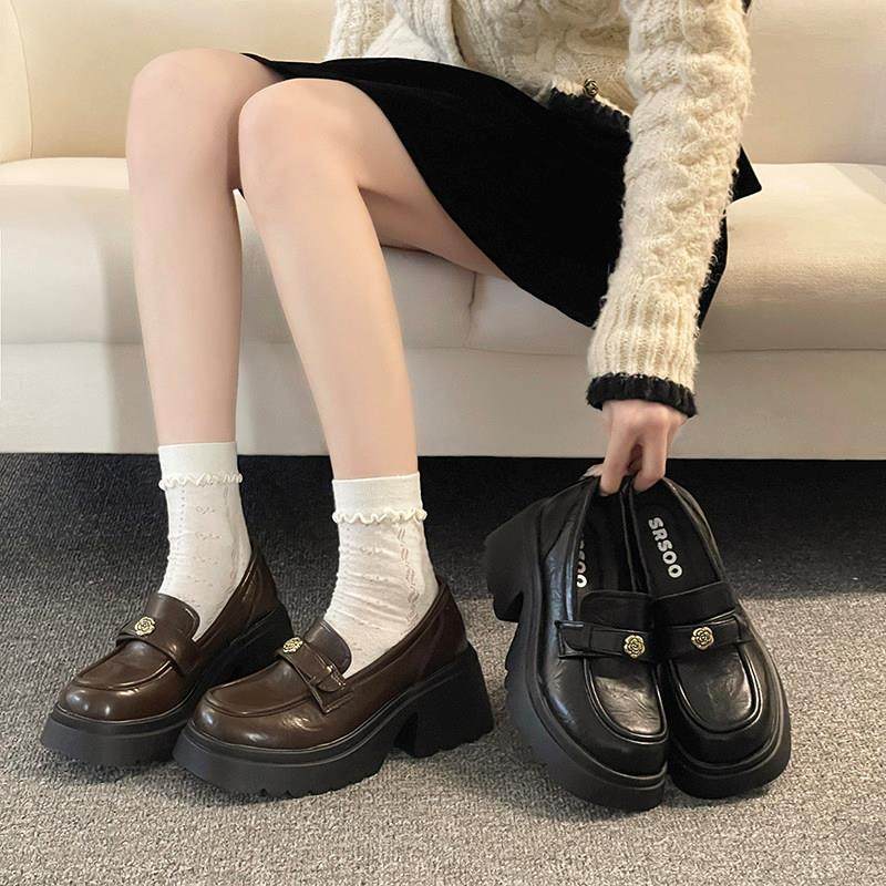 学院风英伦风厚底百搭乐福鞋女2026粗跟复古百搭小皮鞋一脚蹬单鞋,女鞋,浅口单鞋,淘宝优惠券,粉丝福利购,淘宝优惠卷