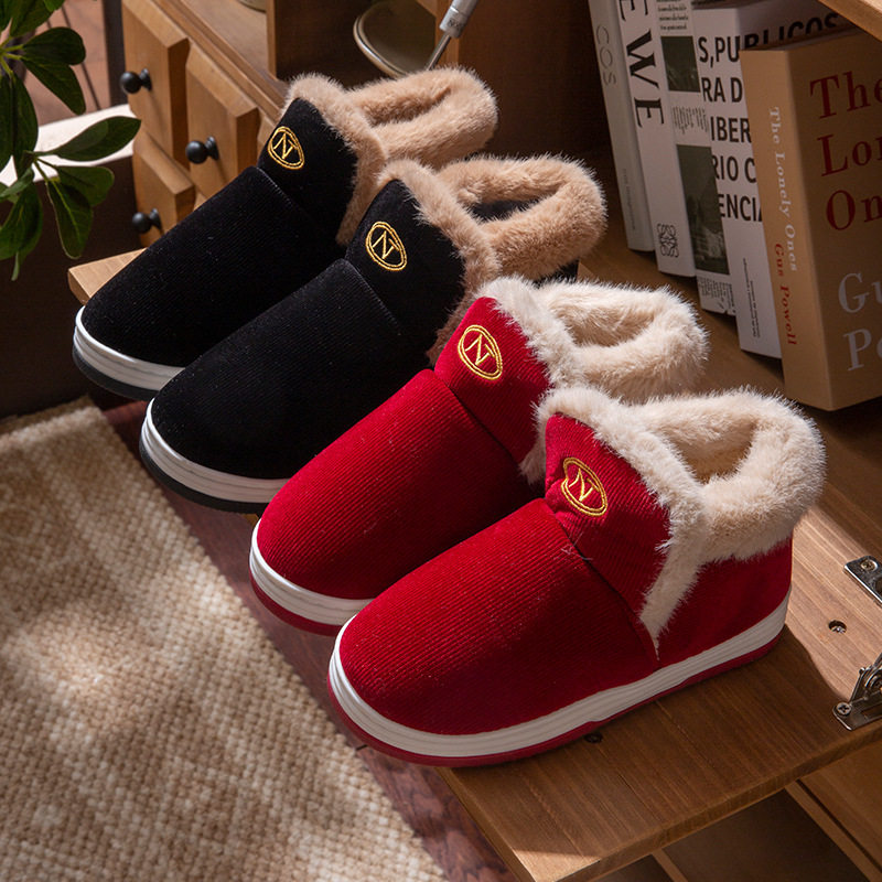 包跟棉鞋女款冬季加绒保暖防滑情侣居家外穿2025新款包跟棉拖鞋男