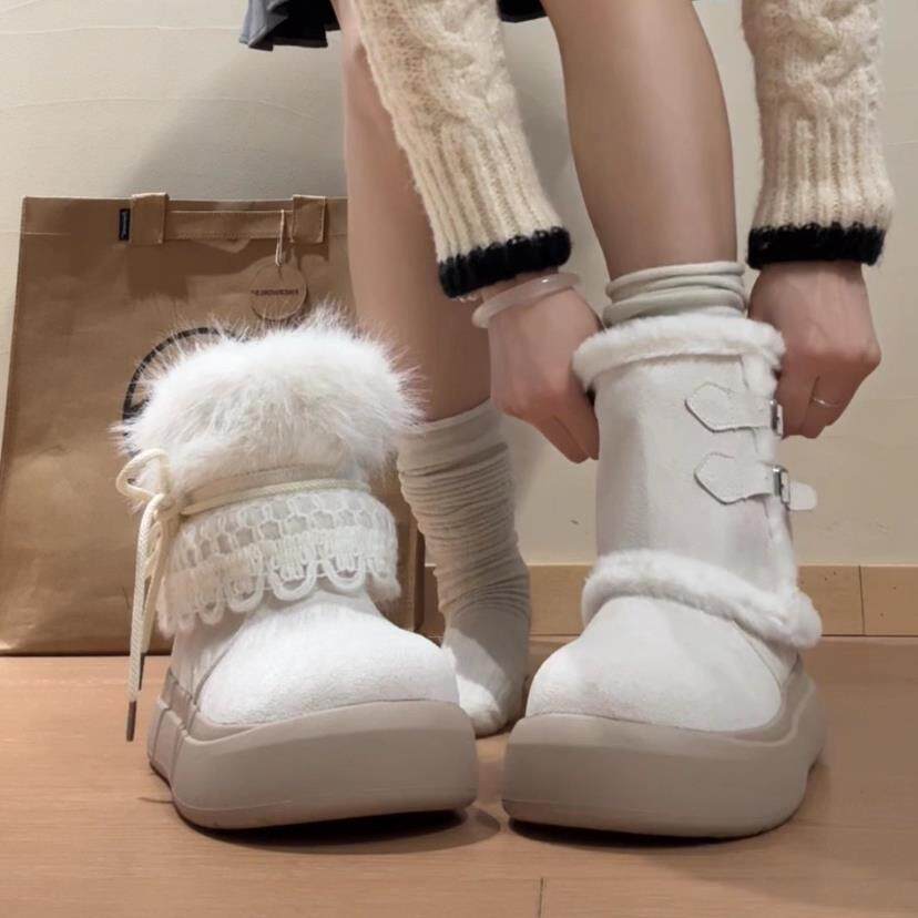 百搭舒适仙女厚底雪地靴女2025新款多穿冬季毛绒保暖短靴加厚棉靴,女鞋,时尚雪地靴,淘宝优惠券,粉丝福利购,淘宝优惠卷
