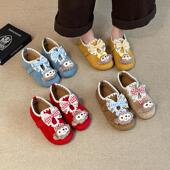 时尚 蝴蝶结厚底百搭女鞋 花边圆头设计卡通勃肯鞋 女2026春休闲包鞋