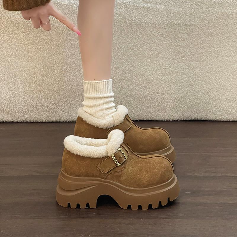 文艺复古一脚蹬毛绒保暖