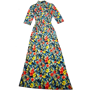 香莎CHANSARR 新中式浪漫扶桑花羊毛改良旗袍 优雅气质国风连衣裙