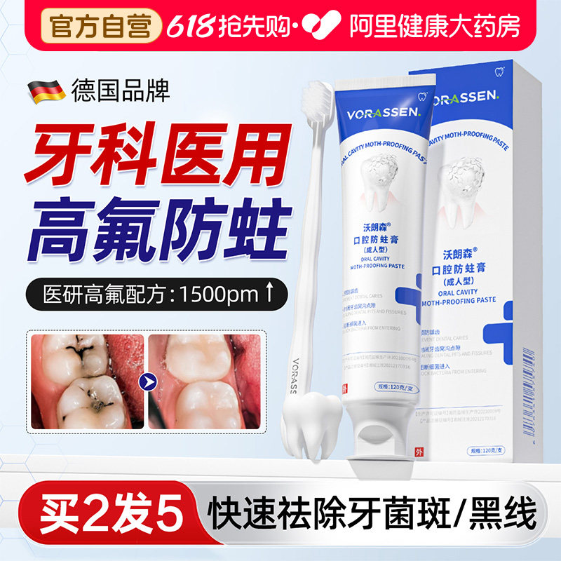 医用防蛀膏抗敏含氟成人防龋牙齿修复口腔氟斑专用去黑线官方正品