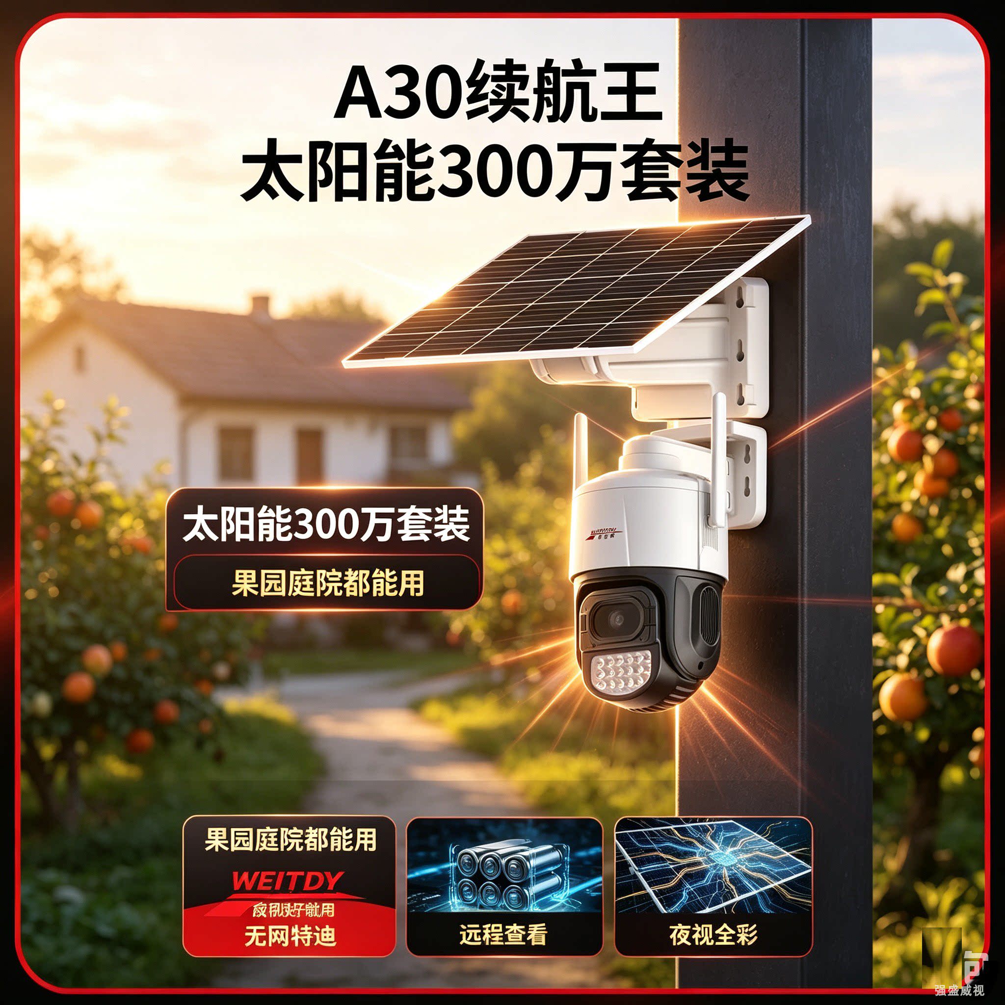 太阳能摄像头免流量对讲威特迪